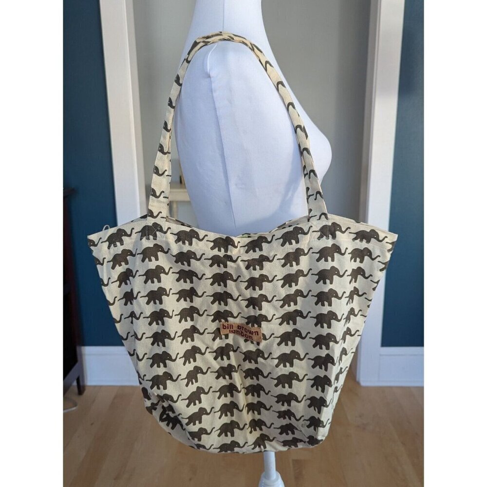 Bill Brown London Lucy Elephant Cotton Zippered Tote Shopping Bag